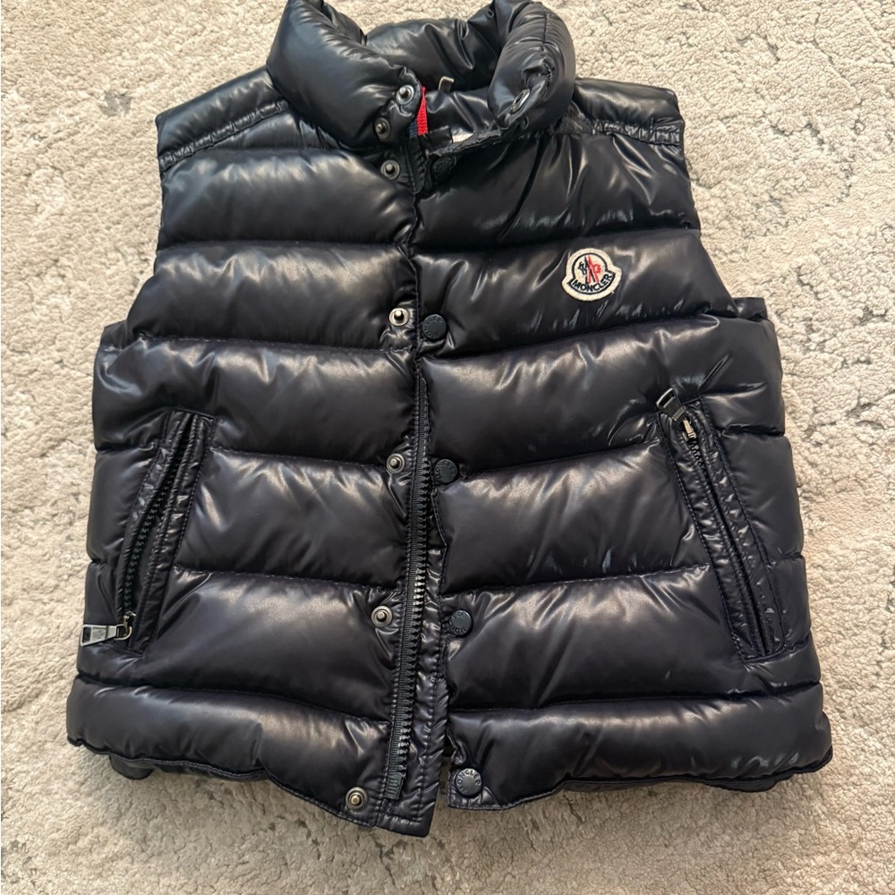 Moncler Boys Tib Down Puffer Vest in Navy Sz 4